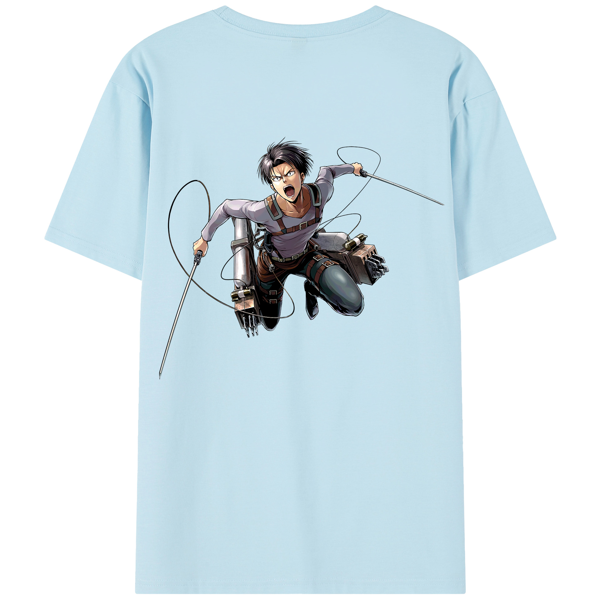 （画像用） 進撃の巨人 リヴァイ·アッカーマン Attack on Titan Levi Ackerman 綿100％半袖Tシャツ（背面プリント）